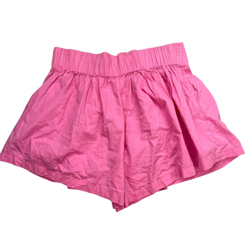 Free People Skort Womens Large Hot Pink Pleated High Rise Smocked Mini Skirt EUC